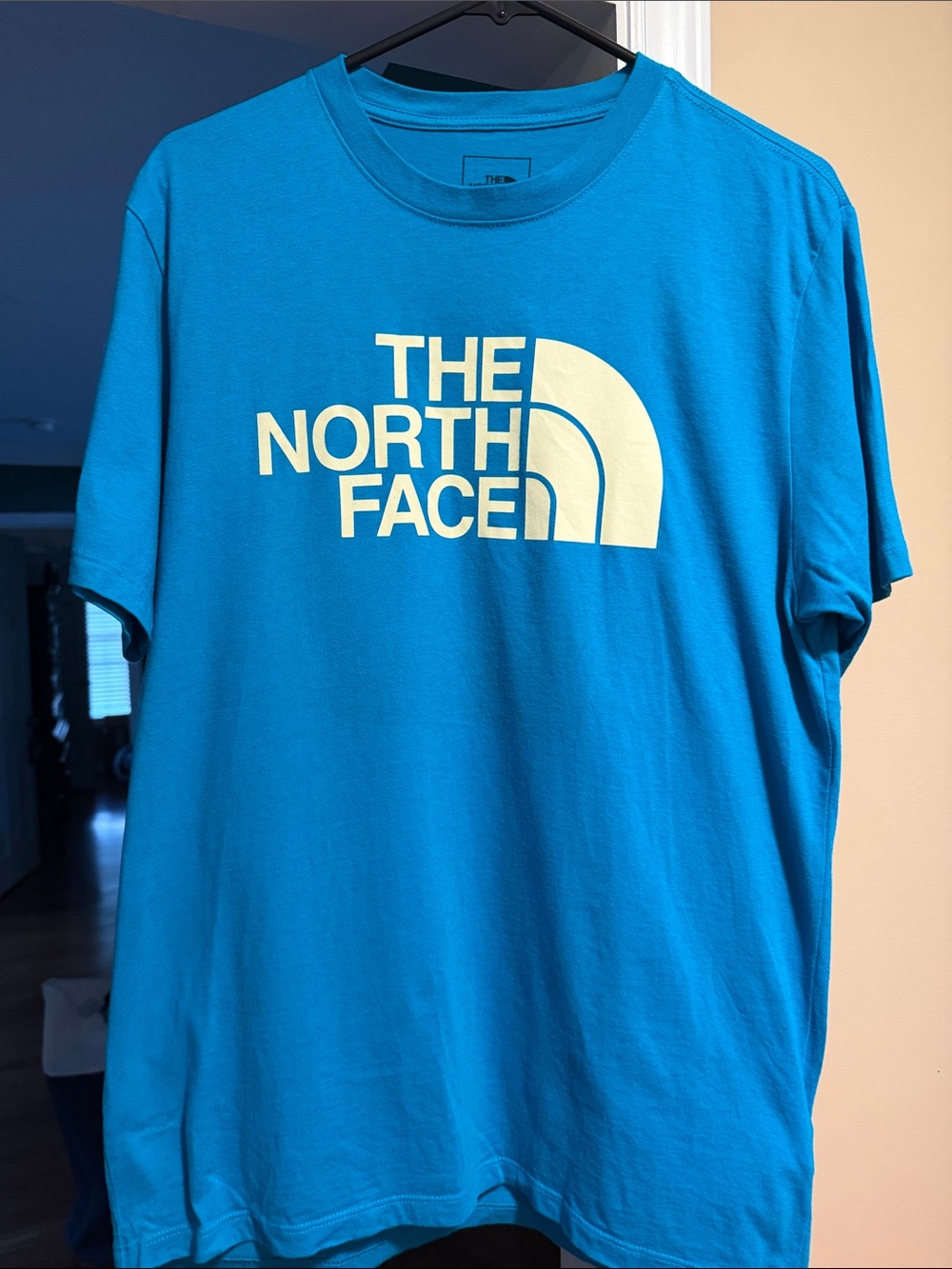 The North Face Men’s Size M Short Sleeve Logo Tee - Turquoise with White Logo